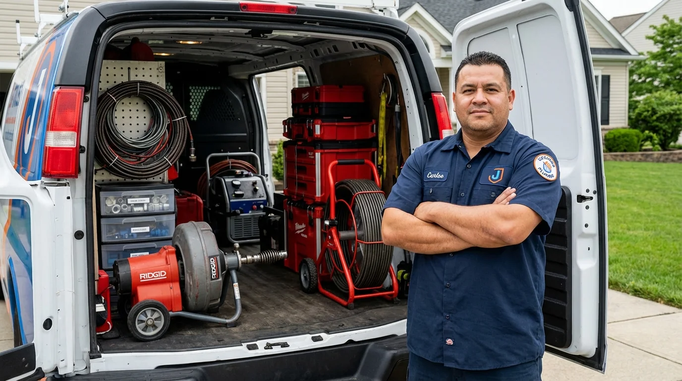 Professional drain cleaning equipment and Johns Plumbing LLC plumber in Ceres