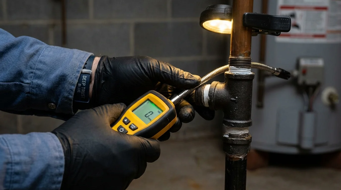 Gas leak detection with electronic sniffer by Johns Plumbing LLC in Ceres