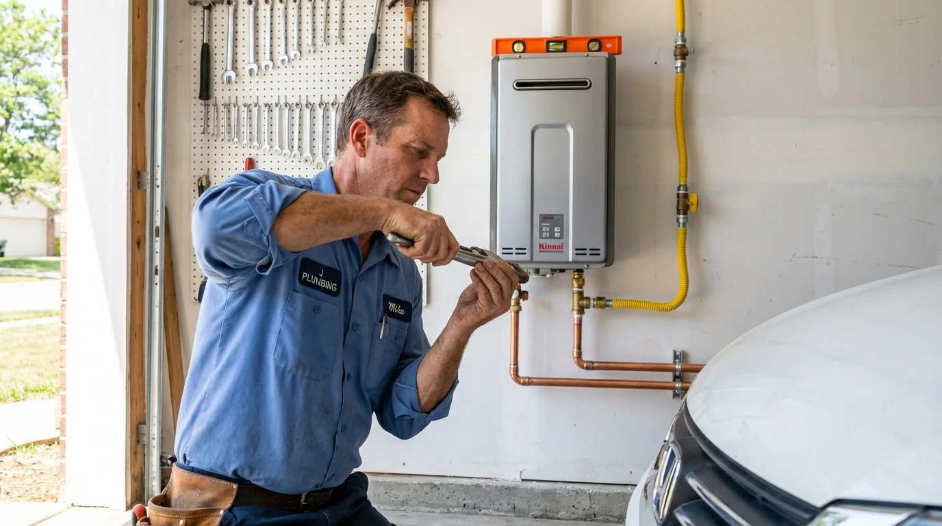 Tankless water heater installation by a Johns Plumbing LLC plumber in Ceres